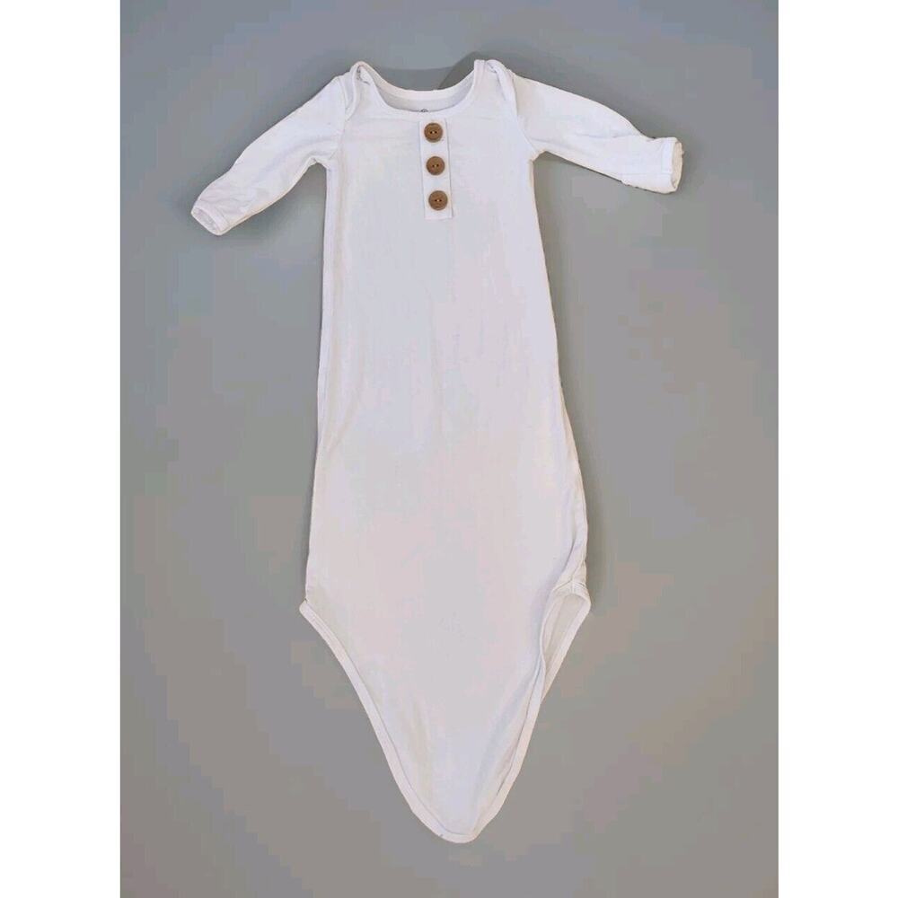 Caden Lane Infant Girl Boy White Cotton Sleeper Gown Knotted Size 7-14 Lbs‎ -E5